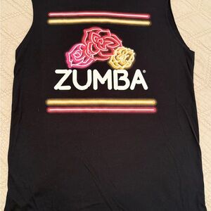 Zumba Fitness Black Tee with Red and Yellow Accents